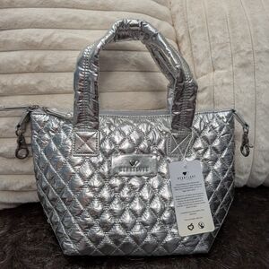 Vera Bradley Silver Quilted Tote Bag
